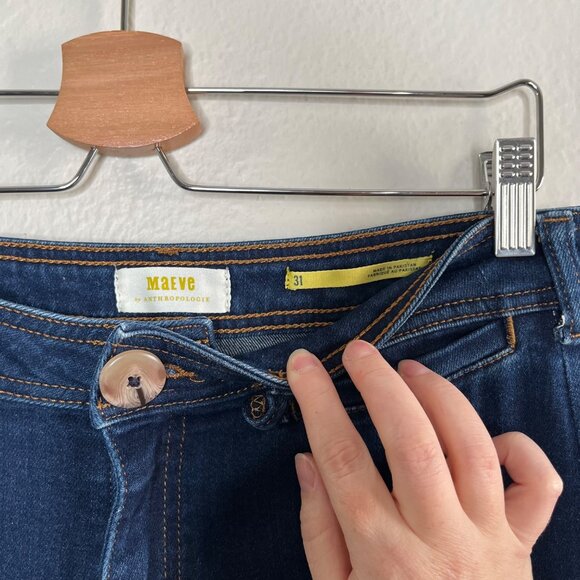 Maeve Anthropologie Wide-Leg Dark Wash Wide Leg Crop Jeans 31 raw hem - Picture 6 of 11